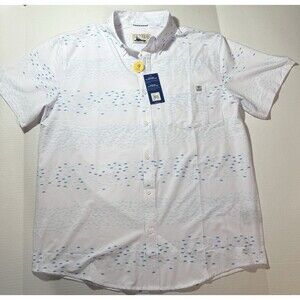 Huk Up Fishing Stream Kona Men's Shirt White Large